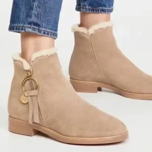 See By Chloé NIB Louise Flat Suede Booties (38/8) - Picture 16 of 16